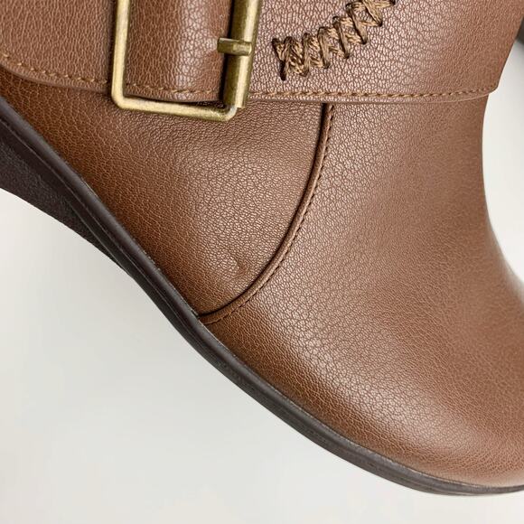 Comfortview Amberly Ankle Boots Brown Faux Leather Comfort Shooties Women's 12 - Picture 8 of 12